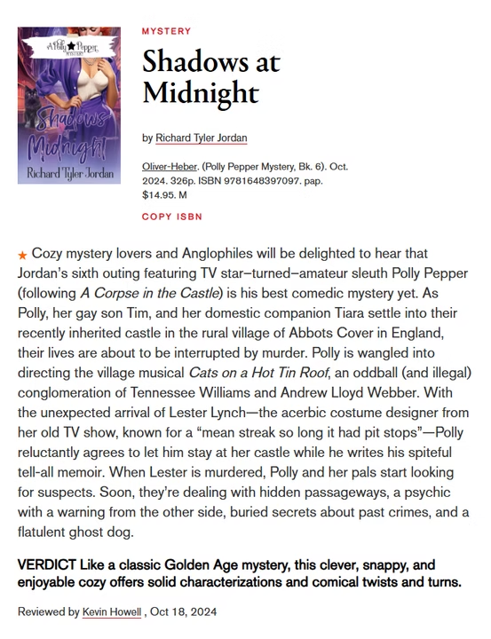 Library Journal review of Shadows at Midnight